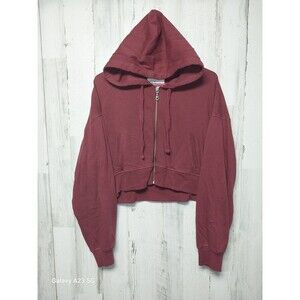 Aero Dwntme Burgundy Cropped Full Zip Hoodie Size Medium